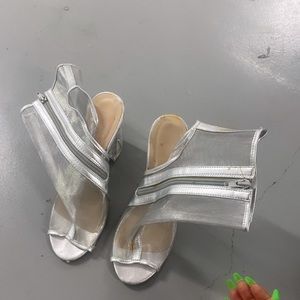 Public Desire Silver Metalice mesh booties